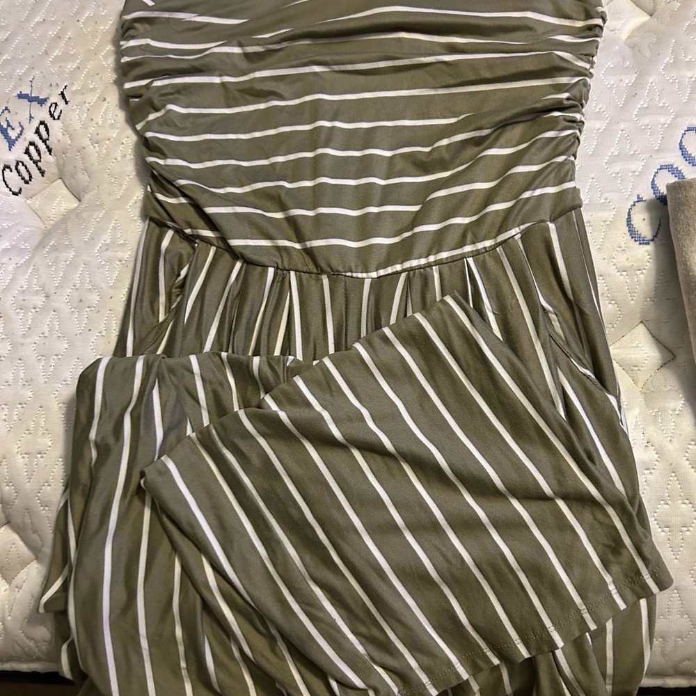Striped Strapless Romper